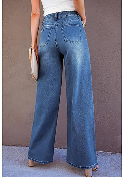 GRAPENT Wide Leg Jeans for Women Trendy High Waisted Stretchy Denim Pants 90s Baggy Jeans Trouser Jeans with Pockets