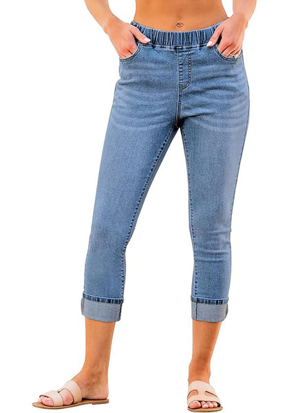 GRAPENT Pull On Jeans for Women High Waisted Skinny Capri Pants Trendy Stretch Denim Cropped Jeans Crop Jeggings Capris