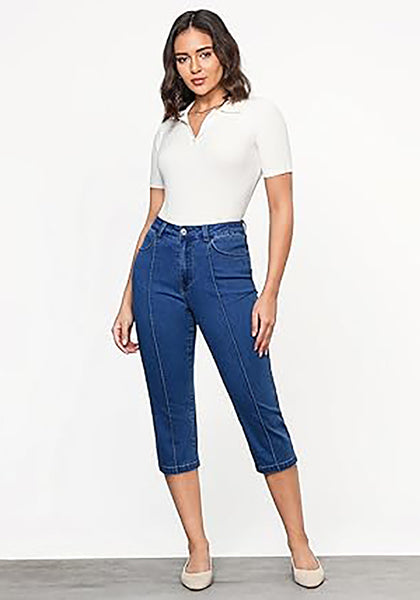 GRAPENT Women's Sculpting Denim Capri Skinny Jean Slim Stretch