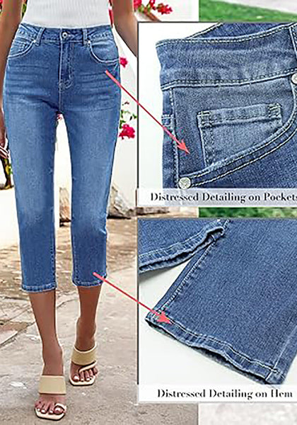 GRAPENT Capris Jeans for Women High Waisted Skinny Stretchy Denim Capri Pants Casual Cropped Jeggings Trousers