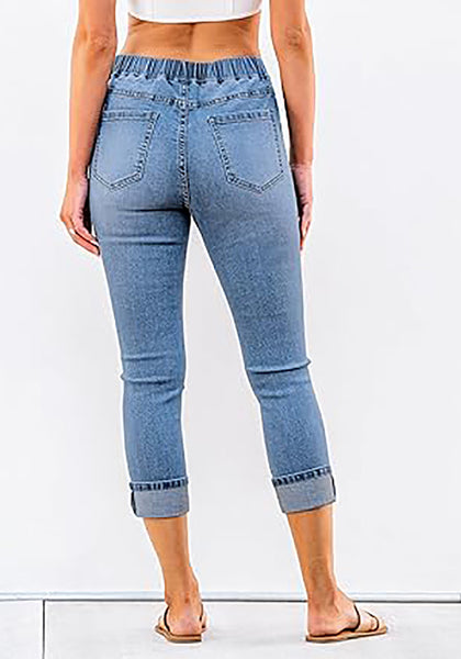GRAPENT Pull On Jeans for Women High Waisted Skinny Capri Pants Trendy Stretch Denim Cropped Jeans Crop Jeggings Capris