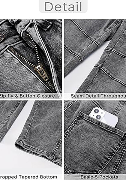 GRAPENT Barrel Jeans for Women Trendy High Waisted Wide Leg Baggy Cropped Relax Fit Stretch Denim Trouser Ankle Pants