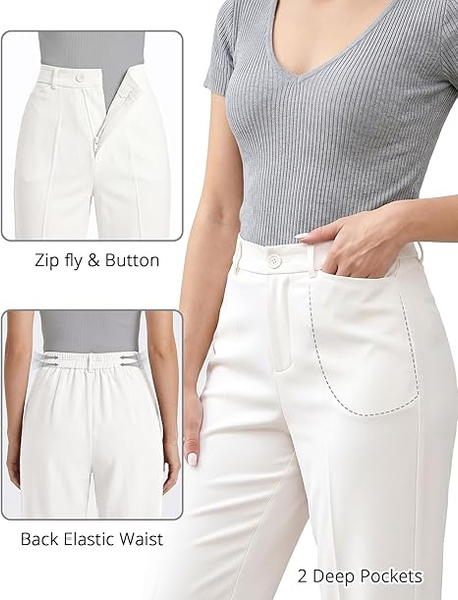 GRAPENT Womens Dress Pants Business Casual Ankle Straight Leg Trousers Elastic Waist Office Work Pants with Pockets