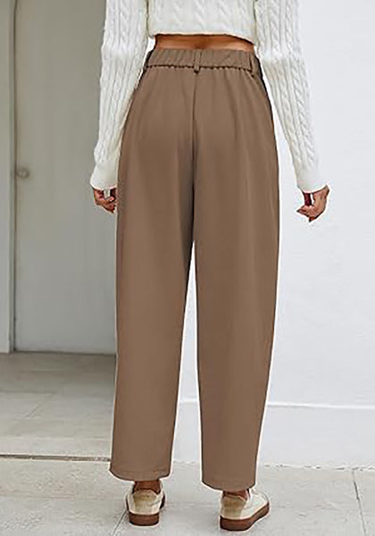GRAPENT Barrel Pants for Women High Waisted Corduroy Elastic Waist Trendy Loose Casual Fall Trousers Pants with Pockets