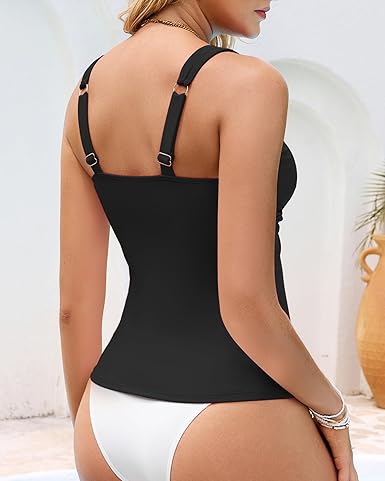 GRAPENT StrapCore Tankini Tops for Women Cross Over Adjustable Straps Padded Modest Swimsuits Swimwear Bathing Suit Swim Top Only