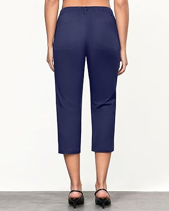Grapent Women's Capri Straight Lounge Pants Outdoor Breathable Cotton Durable Regular Cropped Trousers