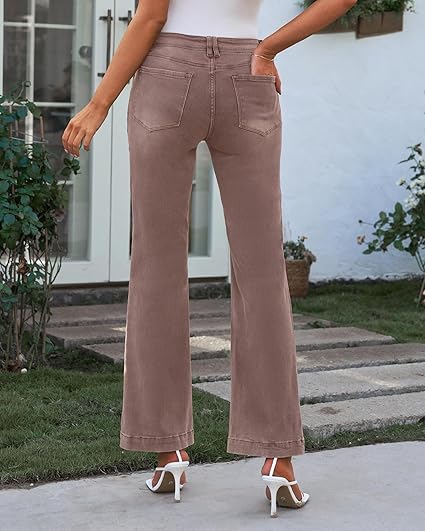 GRAPENT Womens Flare Jeans High Waisted Wide Leg Baggy Jean for Women Stretch Denim Pants