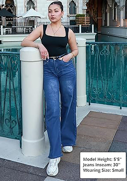 GRAPENT Wide Leg Jeans for Women Trendy High Waisted Stretchy Denim Pants 90s Baggy Jeans Trouser Jeans with Pockets