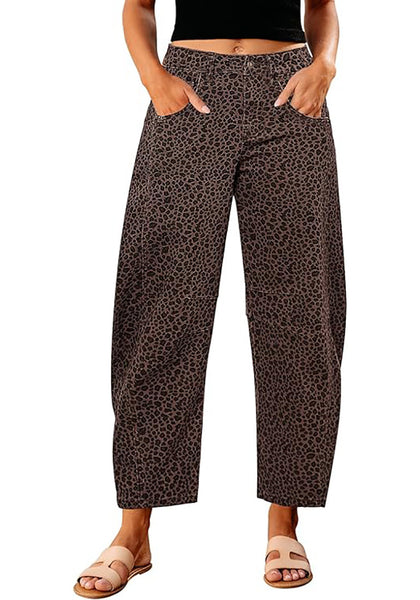 GRAPENT Barrel Jeans for Women Trendy High Waisted Wide Leg Baggy Cropped Relax Fit Stretch Denim Trouser Ankle Pants