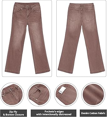 GRAPENT Womens Flare Jeans High Waisted Wide Leg Baggy Jean for Women Stretch Denim Pants