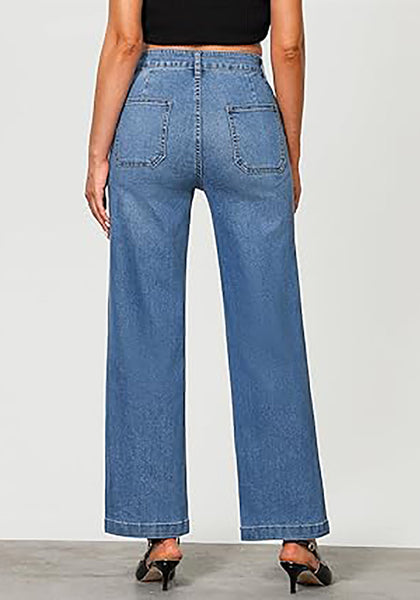 GRAPENT Jeans for Women High Waisted Straight Leg Jeans Stretchy Trendy Wide Leg Denim Pants Jean Trousers Patch Pockets