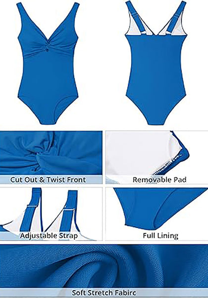 GRAPENT StrapCore One Piece Swimsuit Women Padded Twist Knot Cut Out Adjustable Straps Bathing Suits Beach Modest Swimming Suits