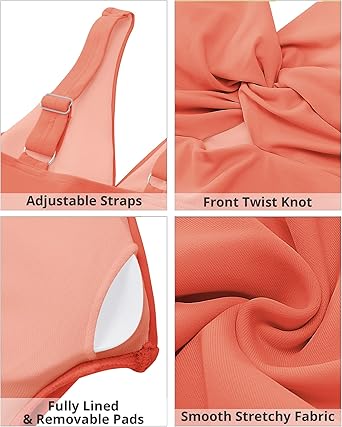 GRAPENT Bikini Tops for Women Cropped Tankini Tops Beach Padded Knot Twist Cut Out Adjustable Tank Swimwear Top Only