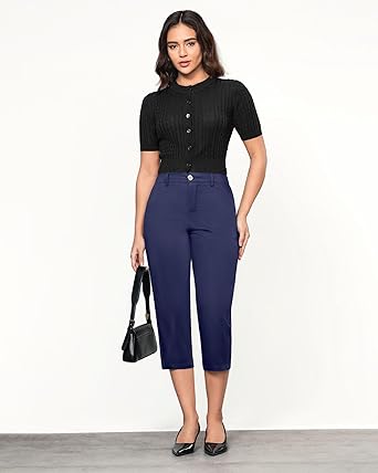 Grapent Women's Capri Straight Lounge Pants Outdoor Breathable Cotton Durable Regular Cropped Trousers