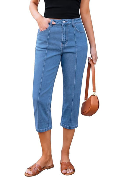 GRAPENT Women's Sculpting Denim Capri Skinny Jean Slim Stretch
