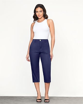 Grapent Women's Capri Straight Lounge Pants Outdoor Breathable Cotton Durable Regular Cropped Trousers