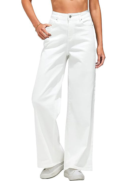 GRAPENT Wide Leg Jeans for Women Trendy High Waisted Stretchy Denim Pants 90s Baggy Jeans Trouser Jeans with Pockets