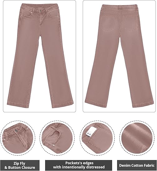 GRAPENT Womens Flare Jeans High Waisted Wide Leg Baggy Jean for Women Stretch Denim Pants