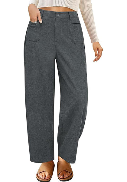 GRAPENT Barrel Pants for Women High Waisted Corduroy Elastic Waist Trendy Loose Casual Fall Trousers Pants with Pockets