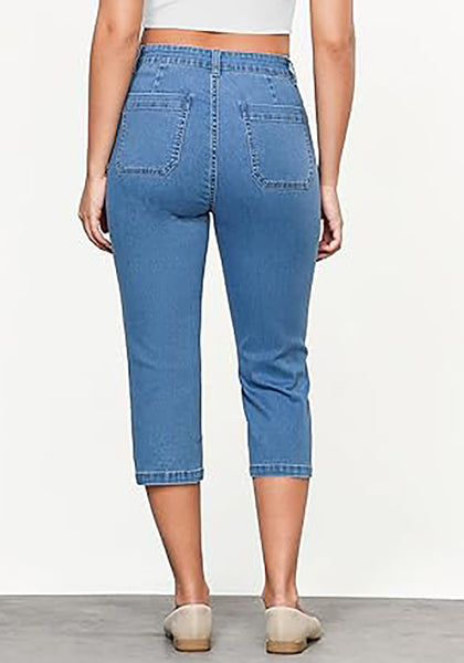 GRAPENT Women's Sculpting Denim Capri Skinny Jean Slim Stretch
