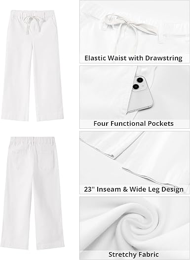 GRAPENT Capris Jeans for Women Trendy Wide Leg Capri Pants High Waisted Pull On Elastic Waist Summer Stretch Denim Jeans