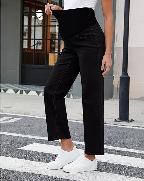 Grapent Women's Patchwork Low Rise Jean Denim 5-pocket Mom Pant Maternity