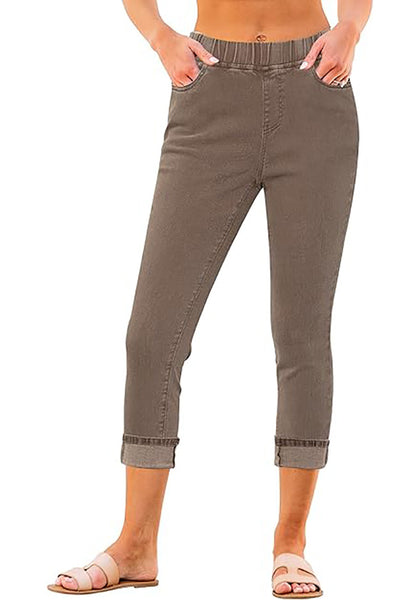 GRAPENT Pull On Jeans for Women High Waisted Skinny Capri Pants Trendy Stretch Denim Cropped Jeans Crop Jeggings Capris