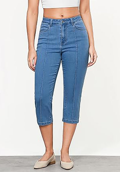 GRAPENT Women's Sculpting Denim Capri Skinny Jean Slim Stretch