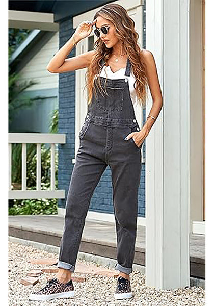 GRAPENT Overalls for Women Loose Fit Jean Denim Bib Jumpsuit Stretch Overall Pants