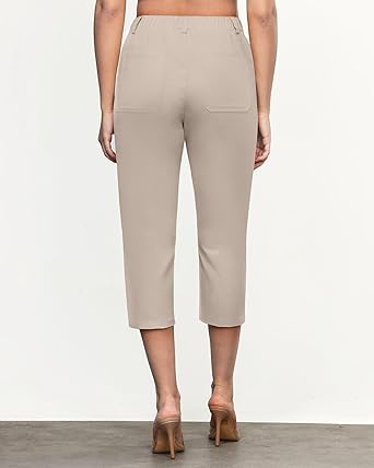 Grapent Women's Capri Straight Lounge Pants Outdoor Breathable Cotton Durable Regular Cropped Trousers