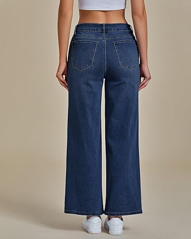 Grapent Women's Cowboy Jean Wide Leg Ankle Vintage Denim Pant Sculpting