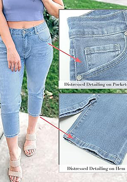 GRAPENT Capris Jeans for Women High Waisted Skinny Stretchy Denim Capri Pants Casual Cropped Jeggings Trousers