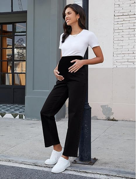 Grapent Women's Patchwork Low Rise Jean Denim 5-pocket Mom Pant Maternity