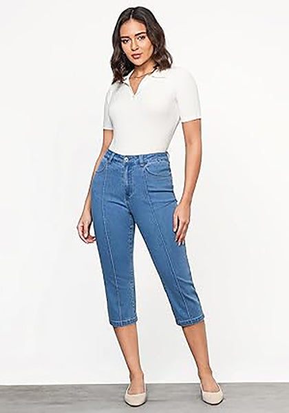 GRAPENT Women's Sculpting Denim Capri Skinny Jean Slim Stretch