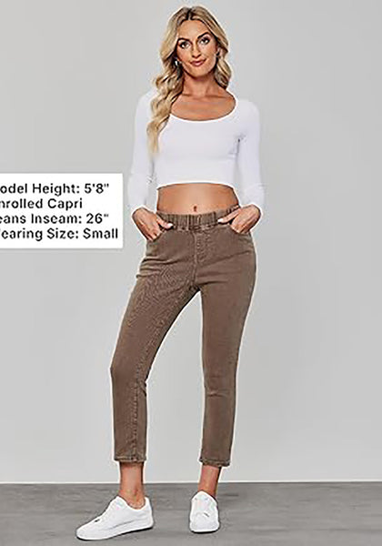 GRAPENT Pull On Jeans for Women High Waisted Skinny Capri Pants Trendy Stretch Denim Cropped Jeans Crop Jeggings Capris