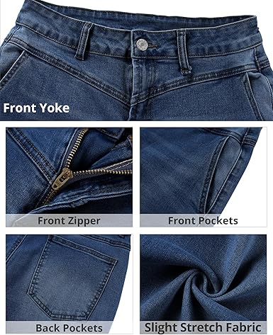 Grapent Women's Cowboy Jean Wide Leg Ankle Vintage Denim Pant Sculpting