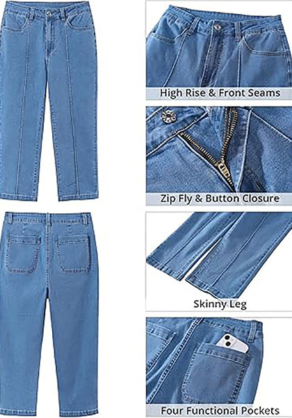 GRAPENT Women's Sculpting Denim Capri Skinny Jean Slim Stretch