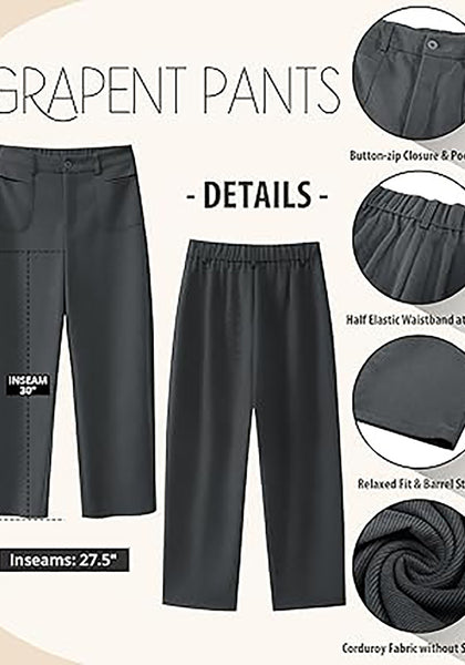 GRAPENT Barrel Pants for Women High Waisted Corduroy Elastic Waist Trendy Loose Casual Fall Trousers Pants with Pockets