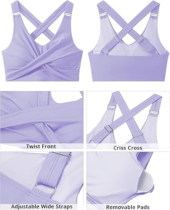 GRAPENT Bikini Tops for Women Twist Front Ruched Bathing Suit Adjustable Crisscross Back Cropped Tankini Swim Top Only