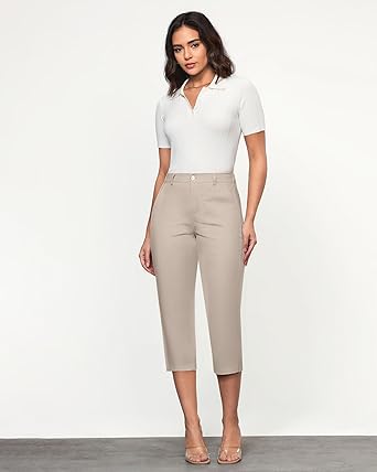 Grapent Women's Capri Straight Lounge Pants Outdoor Breathable Cotton Durable Regular Cropped Trousers