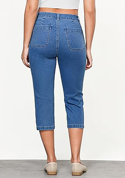 GRAPENT Women's Sculpting Denim Capri Skinny Jean Slim Stretch