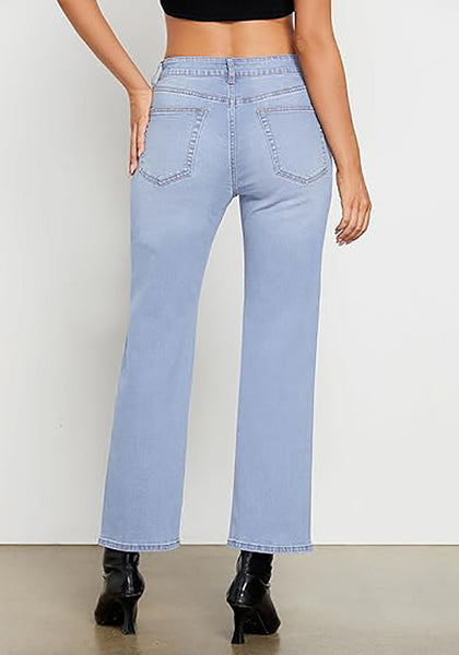 GRAPENT Straight Leg Jeans for Women High Waisted Trendy Ankle Length Forward Seams Stretchy Denim Pants Baggy Jeans