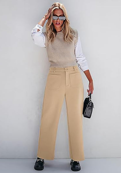 GRAPENT Women's High Waisted Wide Leg Knit Lounge Pant with Pockets