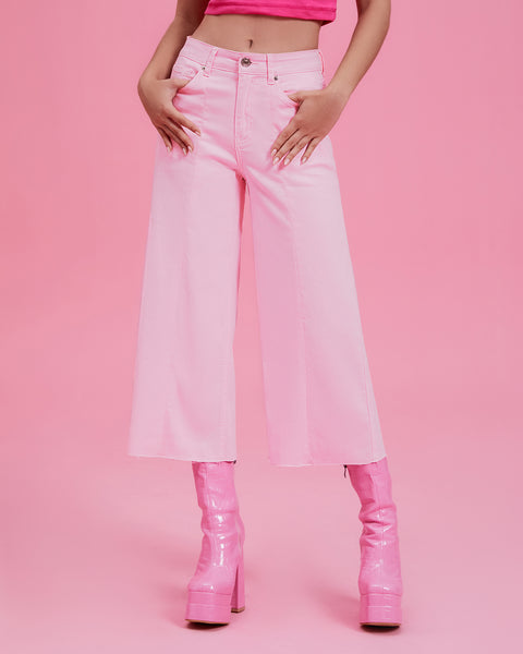 GRAPENT Jean Capris for Women Wide Leg Jeans High Waisted Seamed Front Raw Hem Denim Capri Pants Stretchy