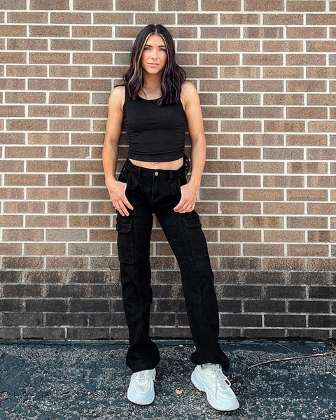 GRAPENT Womens Cargo Pants Casual High Waisted Baggy Stretch Straight Leg Trousers Western Outfit Y2K Pants with Pockets