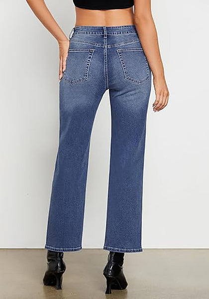 GRAPENT Straight Leg Jeans for Women High Waisted Trendy Ankle Length Forward Seams Stretchy Denim Pants Baggy Jeans