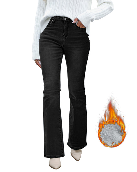 GRAPENT Bootcut Jeans for Women High Waist Stretchy Fleece Lined Pants Flare Jeans Denim Thermal Pants Winter Clothes