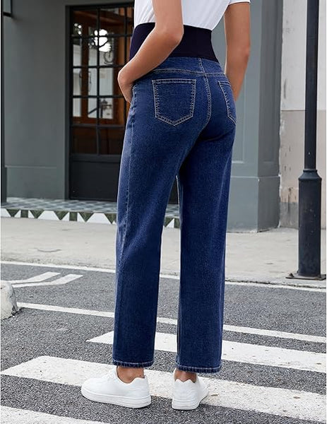 Grapent Women's Patchwork Low Rise Jean Denim 5-pocket Mom Pant Maternity