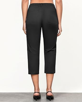 Grapent Women's Capri Straight Lounge Pants Outdoor Breathable Cotton Durable Regular Cropped Trousers