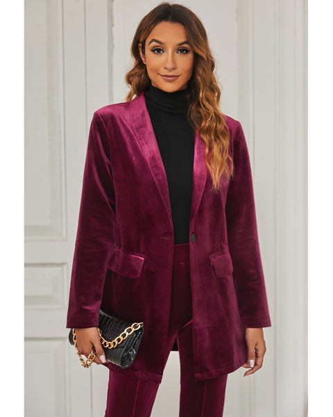 GRAPENT Velvet Blazers Jackets for Women Business Casual Oversized Long Suit Jacket Dressy Cardigan Blazer Work Office